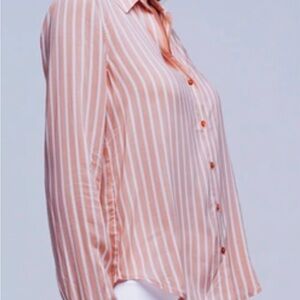 L'Agence blush pink and whitete blouse